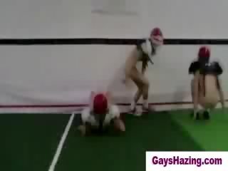 Hetro fellows made to play Nude football by homos