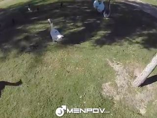 MenPOV Outdoor picnic prepares to POV fuck